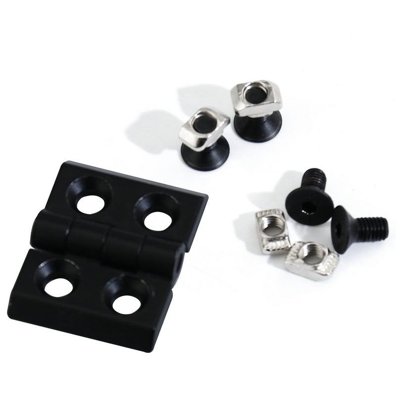 Boeray 2 Sets 2020 Aluminum Extrusion Profile Slot 6mm Door Handle and Frame Hinges Install Kit-4pcs Black Zinc Alloy Hinges, 2pcs Aluminum Handles, 20pcs T-Nuts, 20pcs Hex Screws, 2pcs Wrench - Image 5
